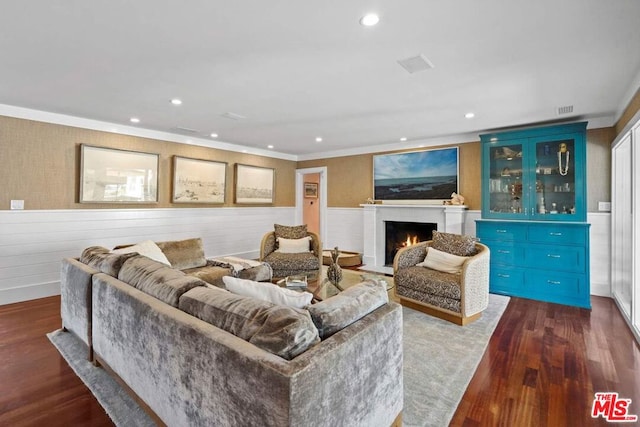 living room featuring dark hardwood / wood-style flooring