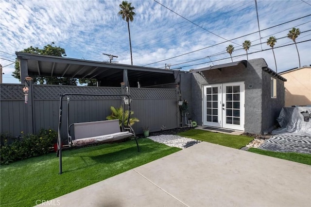 exterior space featuring french doors