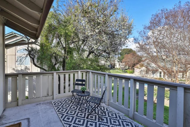 wooden balcony with a deck