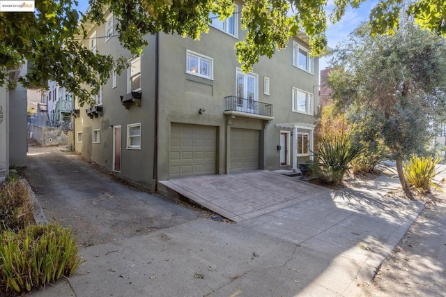 view of property featuring a garage