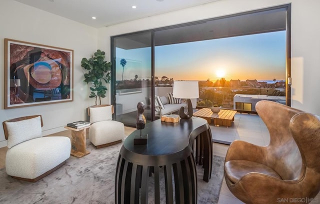 living area featuring a wealth of natural light