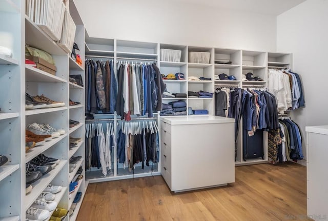 spacious closet with light hardwood / wood-style floors