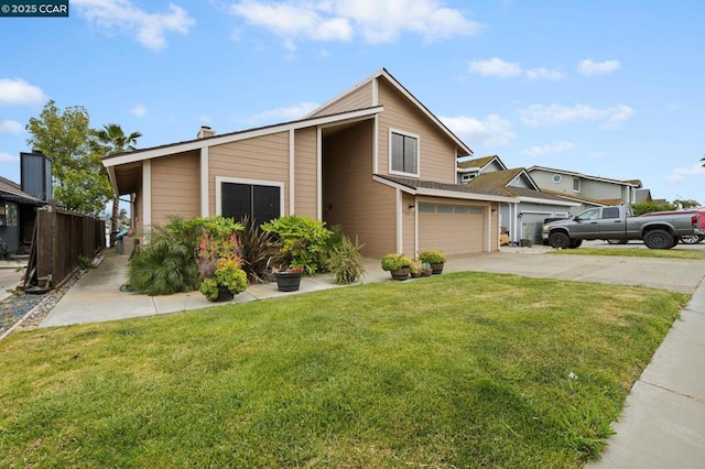 view of front of house featuring a garage and a front yard