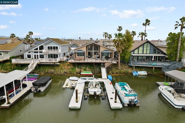 dock area featuring a water view