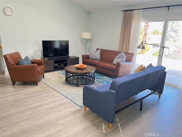 living area featuring light wood finished floors