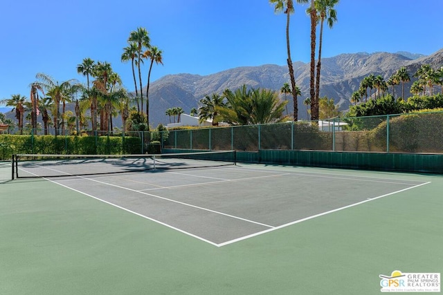 view of sport court featuring a mountain view