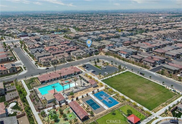 16650 Crocus Ln Unit 1, Fontana, CA 92336 - aerial view of residential area with a pool area