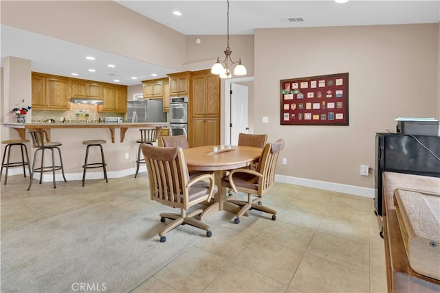 4653 Tumbleweed Way, Paso Robles, CA 93446 - dining space featuring baseboards, visible vents, light tile patterned floors, and recessed lighting