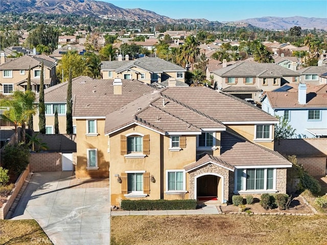 aerial view with a mountain view