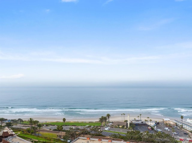 view of water feature featuring a beach view