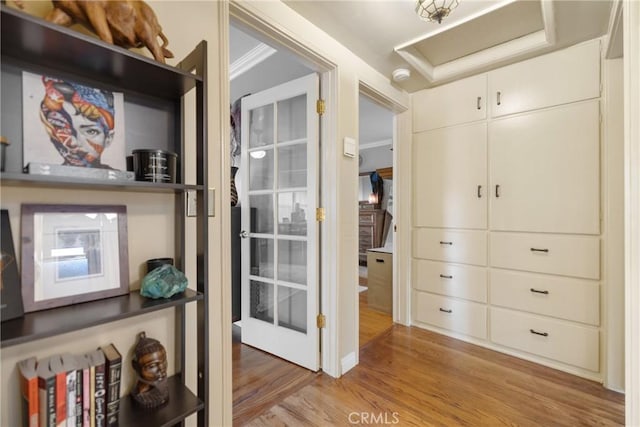 doorway to outside featuring light wood-type flooring