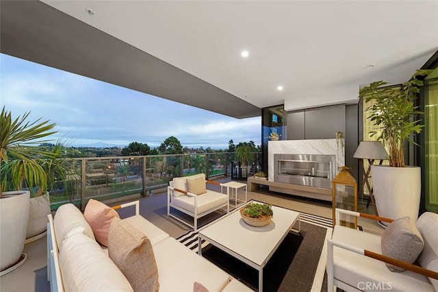 exterior space featuring an outdoor living space