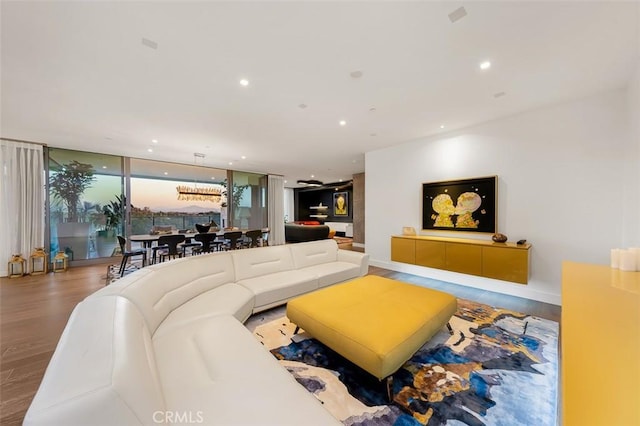 living room featuring wood-type flooring