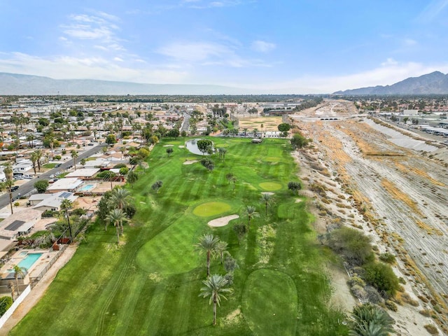 drone / aerial view featuring a mountain view