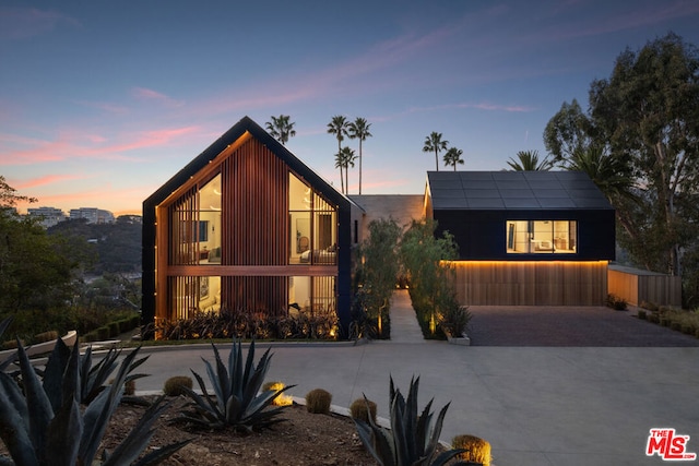 contemporary home with a garage