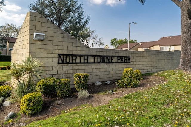 view of community sign