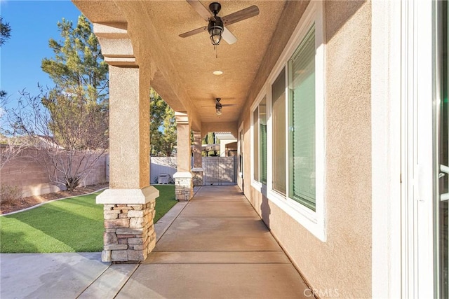 view of patio / terrace with ceiling fan