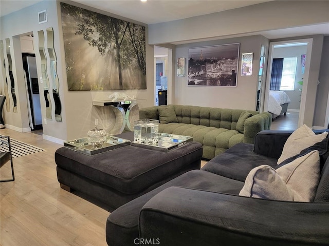 living room featuring light hardwood / wood-style floors