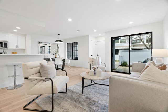 living room featuring light hardwood / wood-style flooring