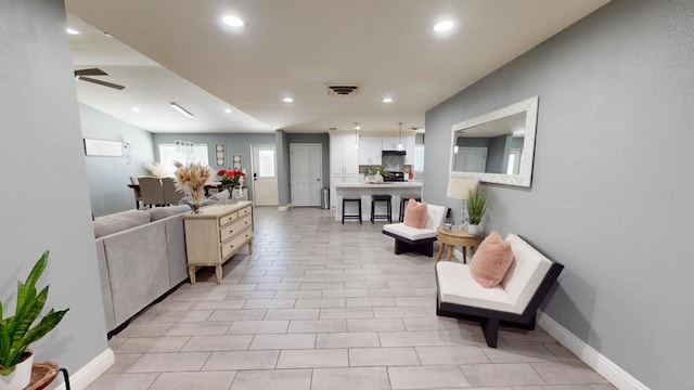 view of tiled living room