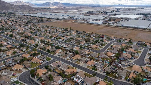 aerial view featuring a residential view and a mountain view