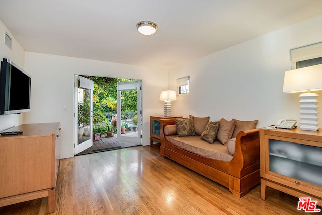 living room with light wood-type flooring