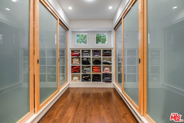 interior space with hardwood / wood-style flooring