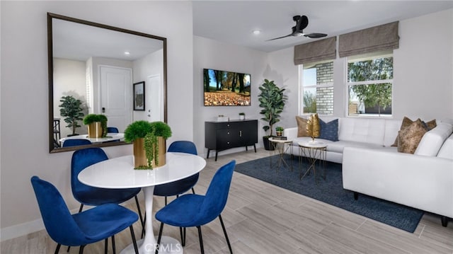 living room with ceiling fan