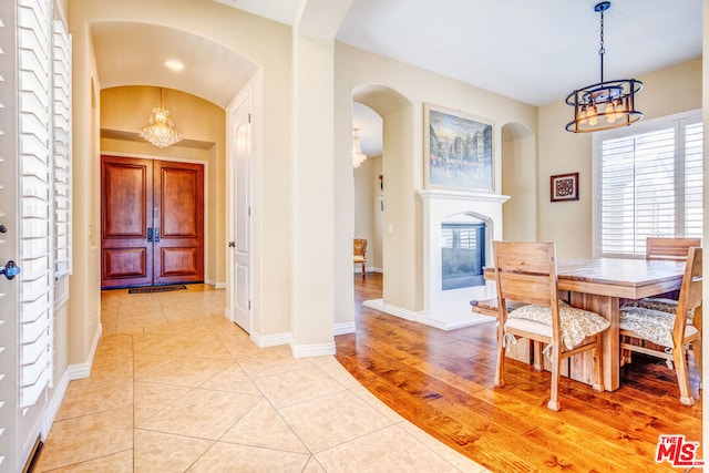 dining room featuring light tile patterned flooring