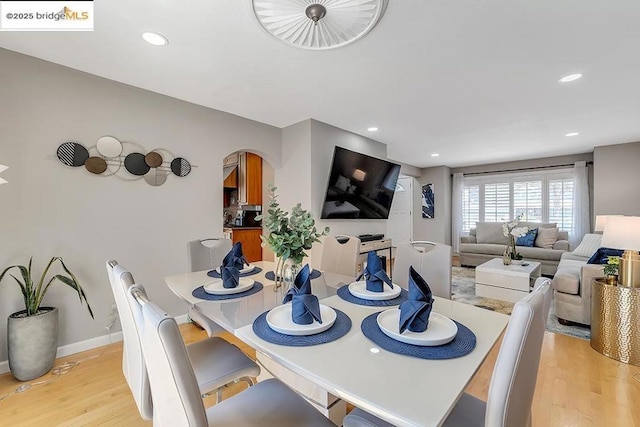 dining area featuring light hardwood / wood-style flooring