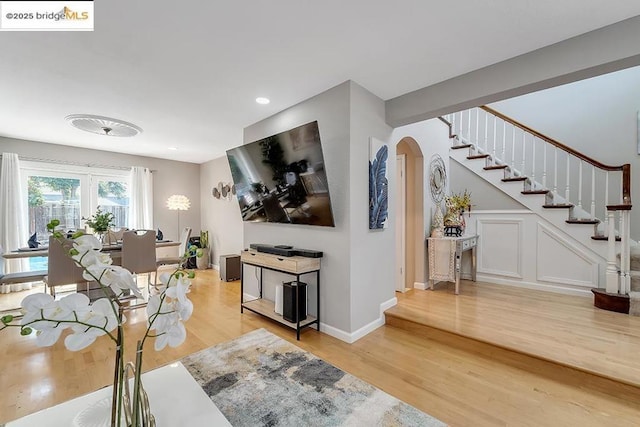 living room featuring hardwood / wood-style flooring