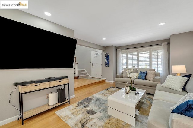 living room featuring light hardwood / wood-style floors