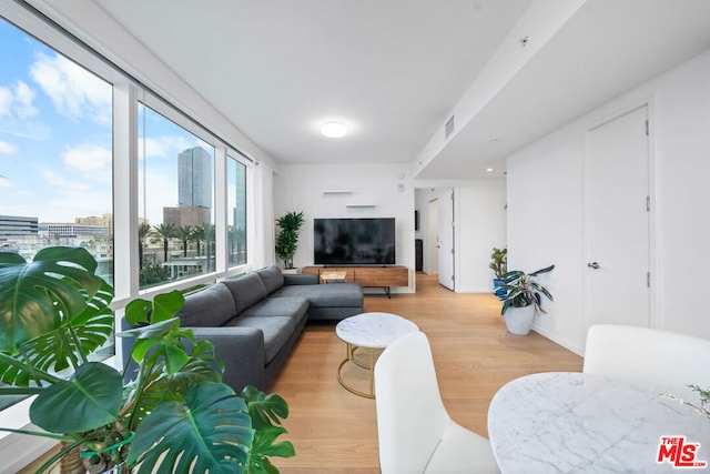 living room with light hardwood / wood-style floors