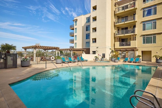 view of pool featuring a pergola