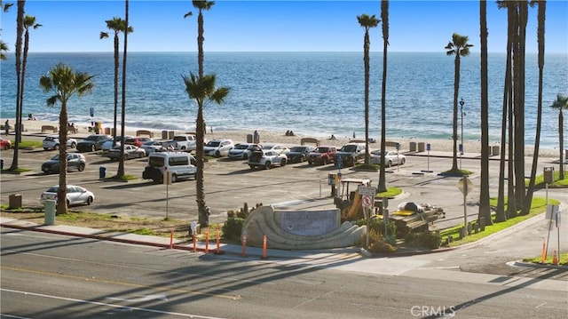 view of water feature featuring a view of the beach