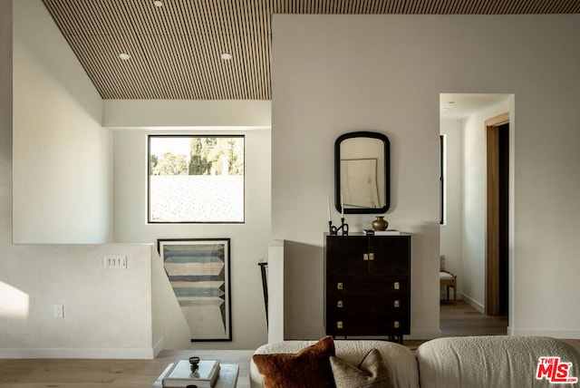 living room with light wood-type flooring