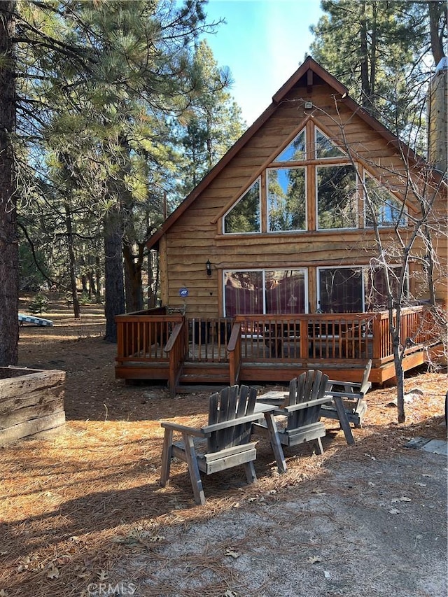 view of front facade with a deck