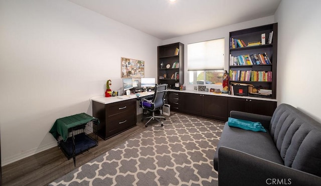 office area with hardwood / wood-style flooring