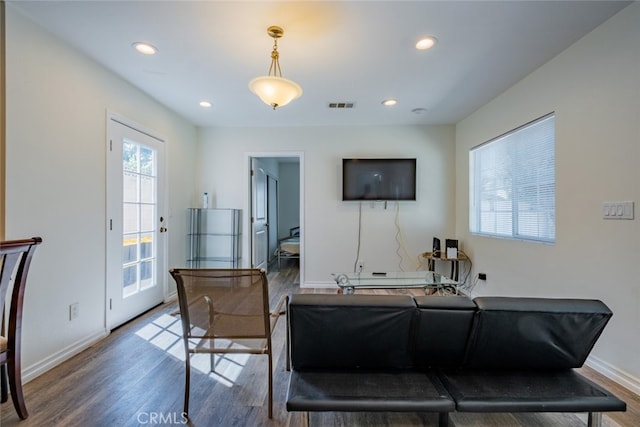 living room featuring hardwood / wood-style flooring