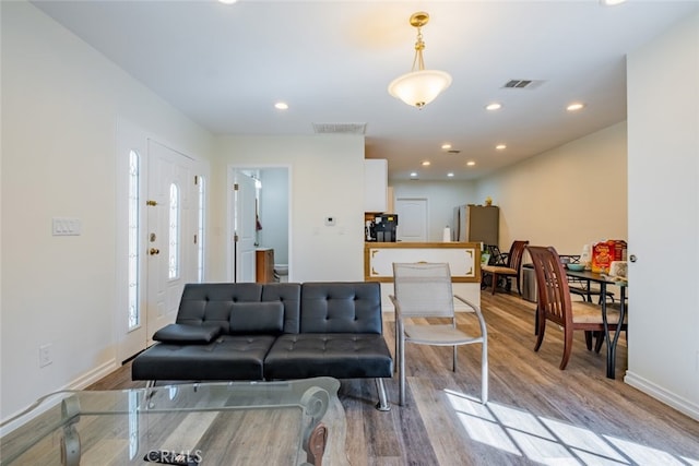 living room featuring light hardwood / wood-style floors