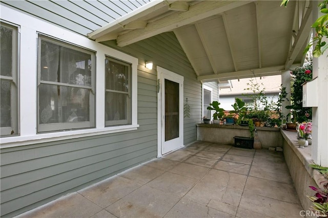 balcony with a patio area