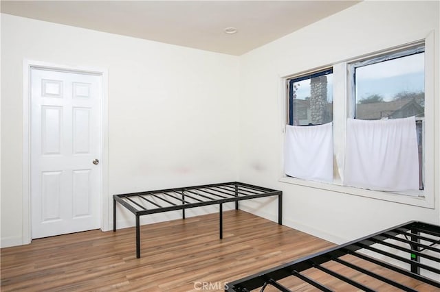 bedroom with wood-type flooring