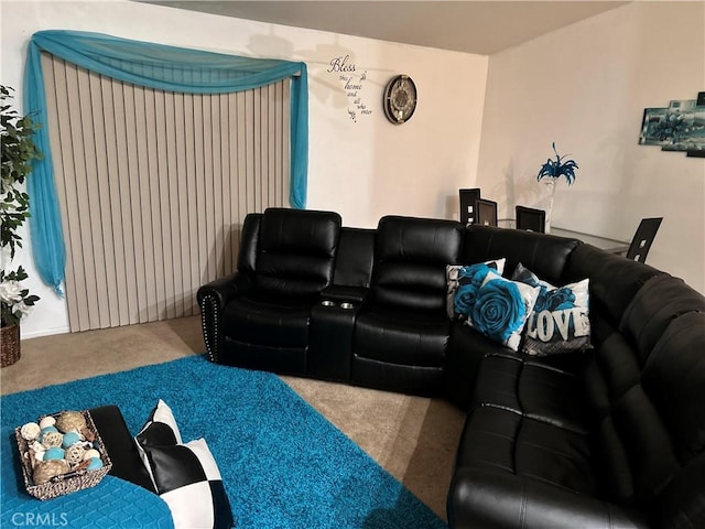 view of carpeted home theater room