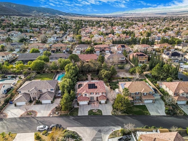 aerial view with a residential view and a mountain view