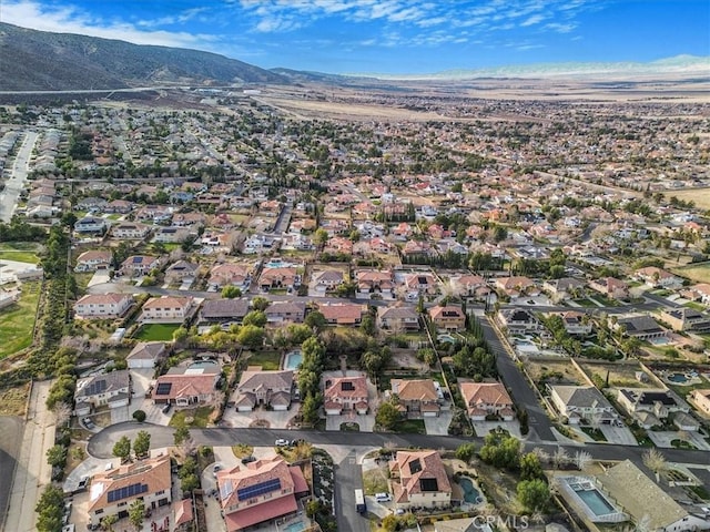 aerial view with a residential view and a mountain view