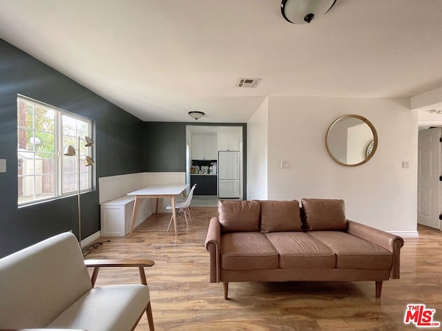 living room featuring light hardwood / wood-style floors