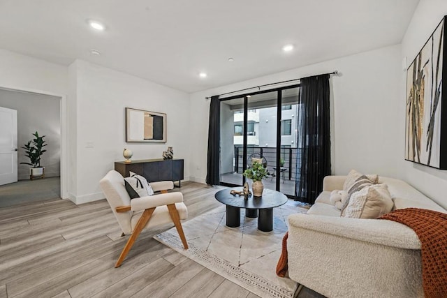 living room featuring light hardwood / wood-style floors