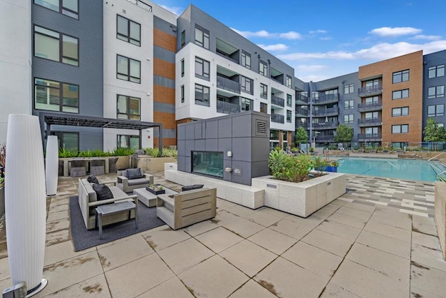 view of patio featuring a community pool