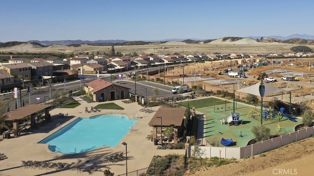 view of pool featuring a mountain view