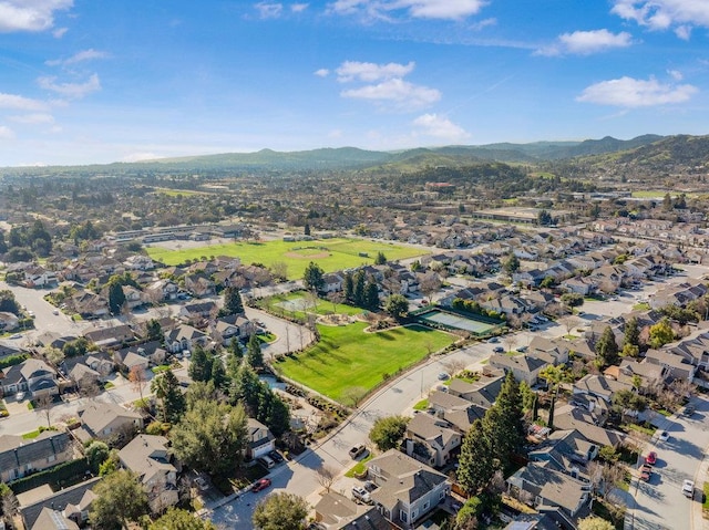 aerial view with a mountain view